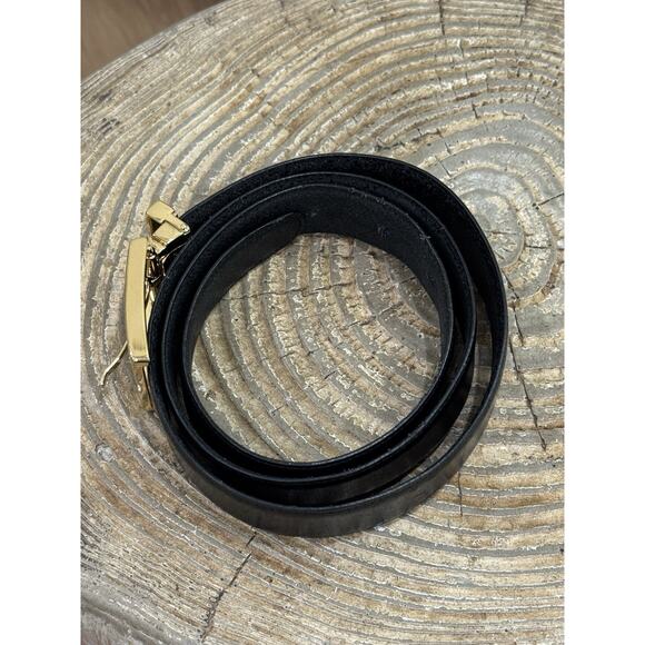 Vintage Givenchy Black Leather Gold Buckle Belt 1 1/4” X 46” XL Y2K main image 10